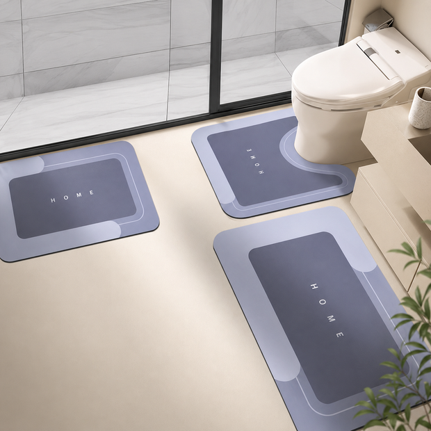 3-Piece Anti-Slip Bathroom Mat Set – Quick-Dry U-Shaped Toilet & Floor Mats