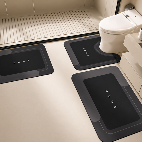 3-Piece Anti-Slip Bathroom Mat Set – Quick-Dry U-Shaped Toilet & Floor Mats