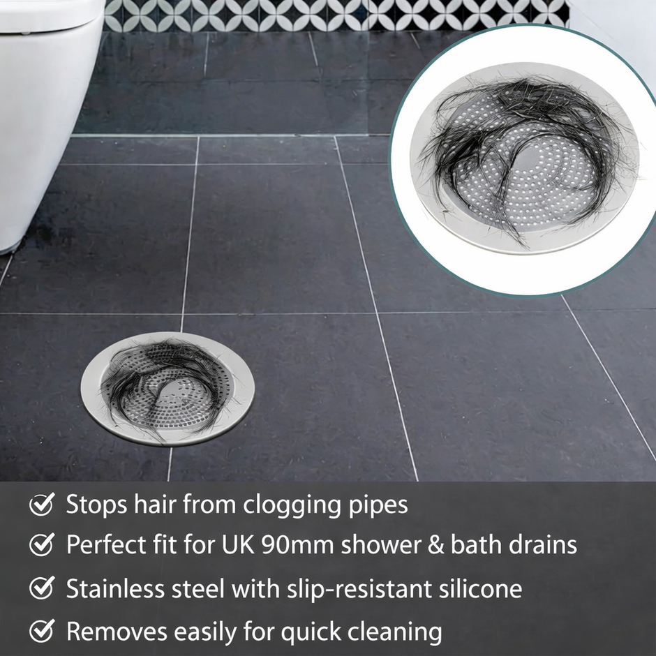 2 Pack Shower Drain Hair Catcher – 90mm UK Fit