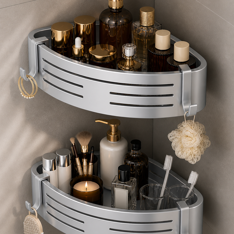 Modern design aluminum corner bathroom shelf storage rack for bathroom