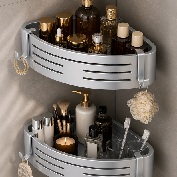 Modern design aluminum corner bathroom shelf storage rack for bathroom